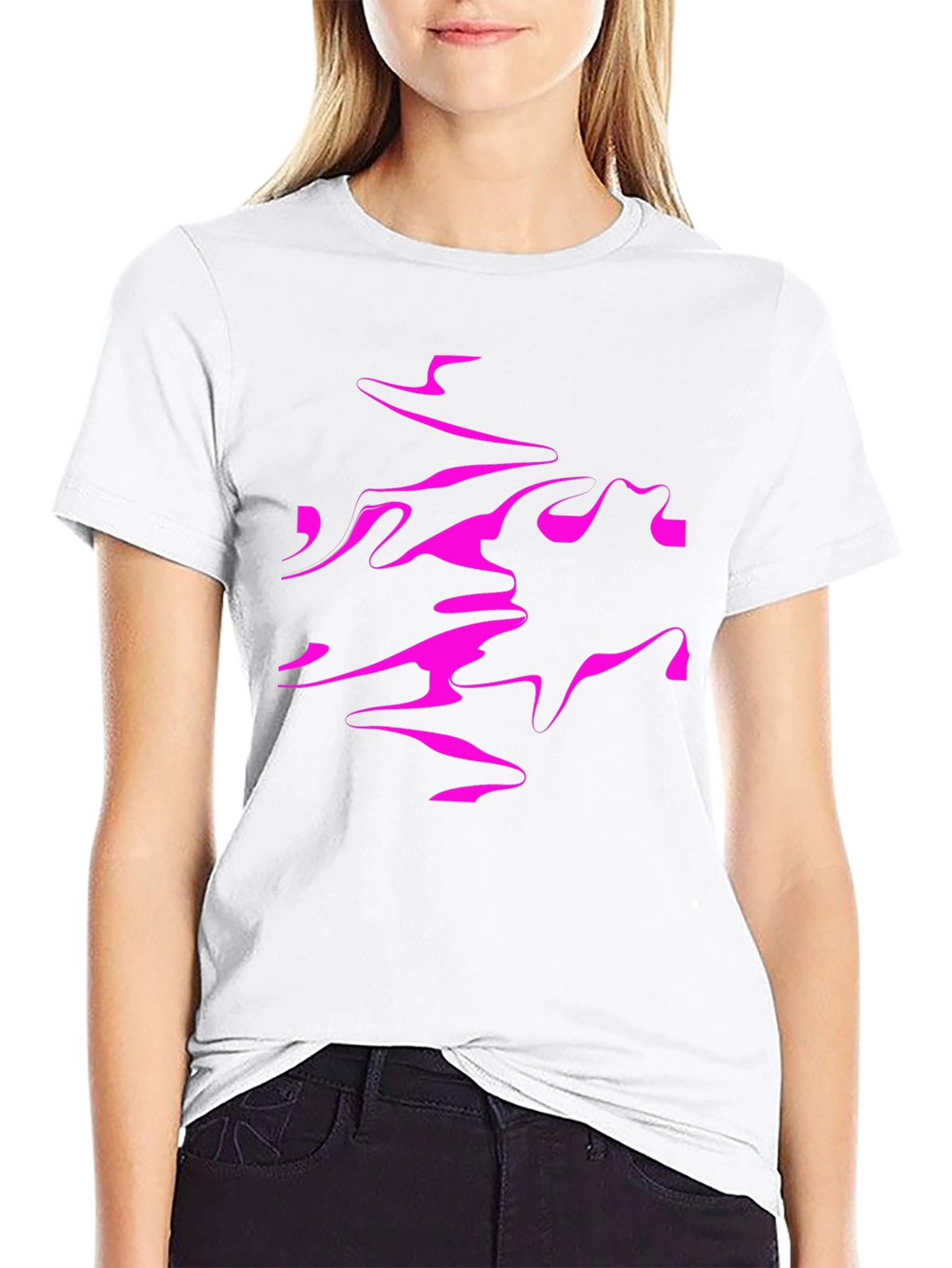 Abstract Print Black Crew Neck T-Shirt
