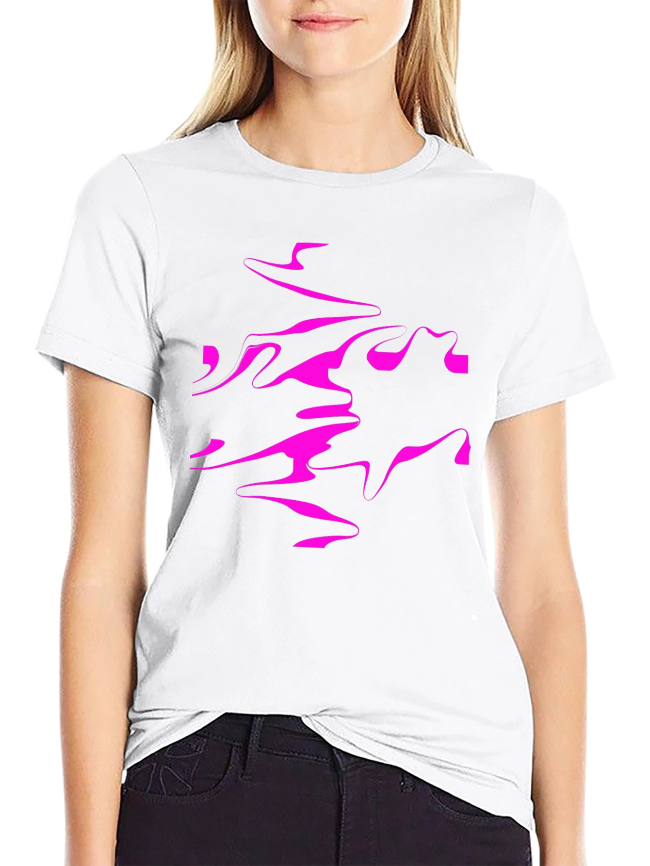 Abstract Print Black Crew Neck T-Shirt