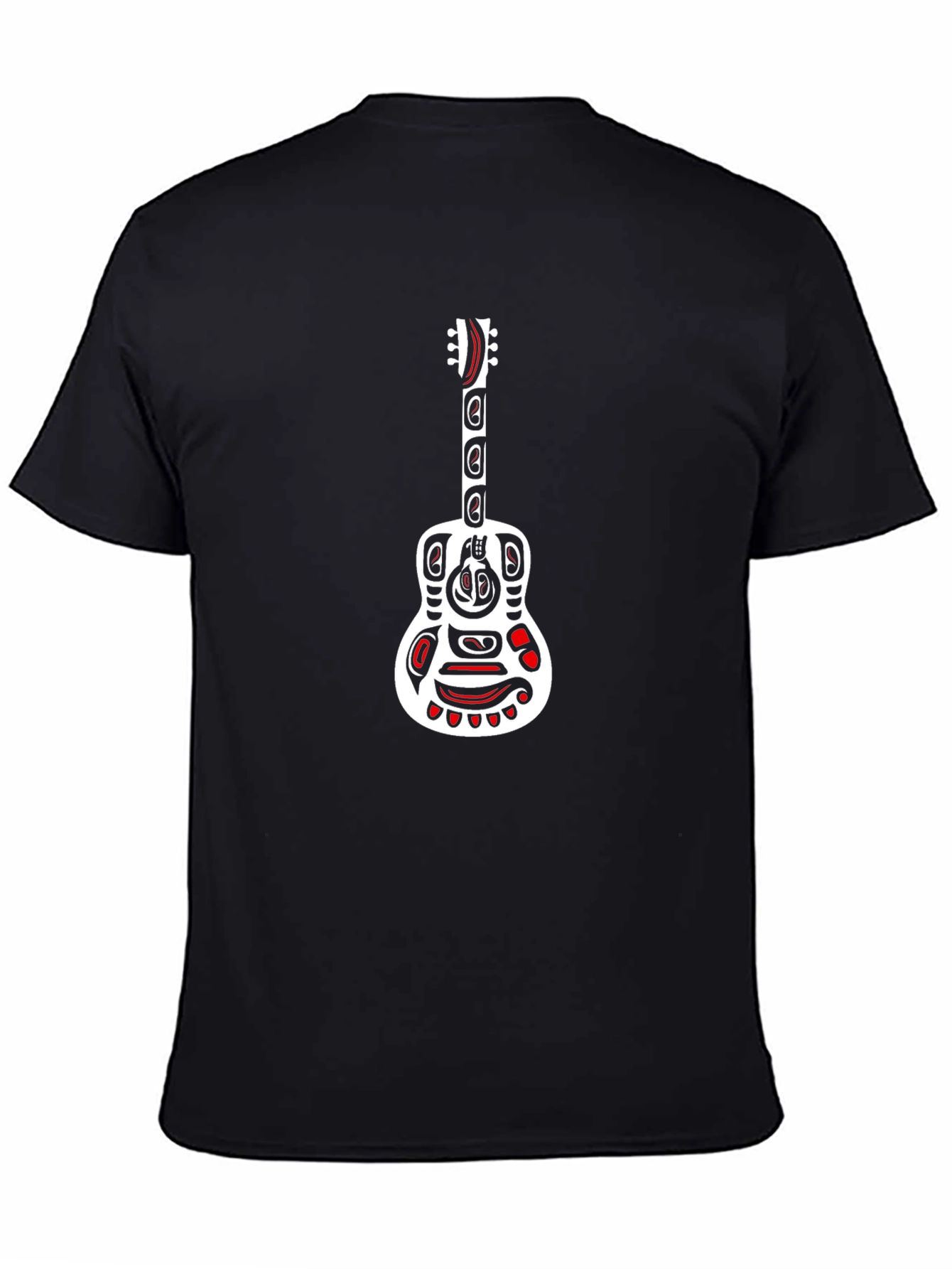 Tribal Guitar Graphic Black T-Shirt