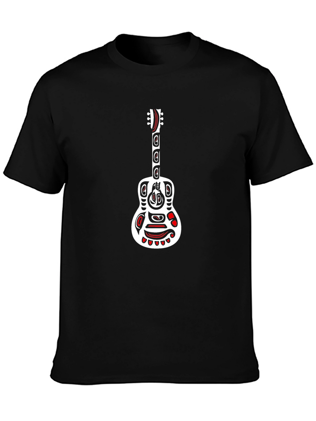 Tribal Guitar Graphic Black T-Shirt