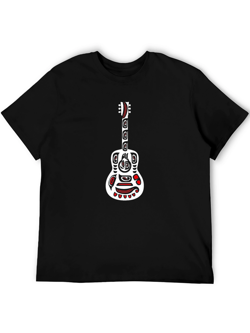 Tribal Guitar Graphic Black T-Shirt