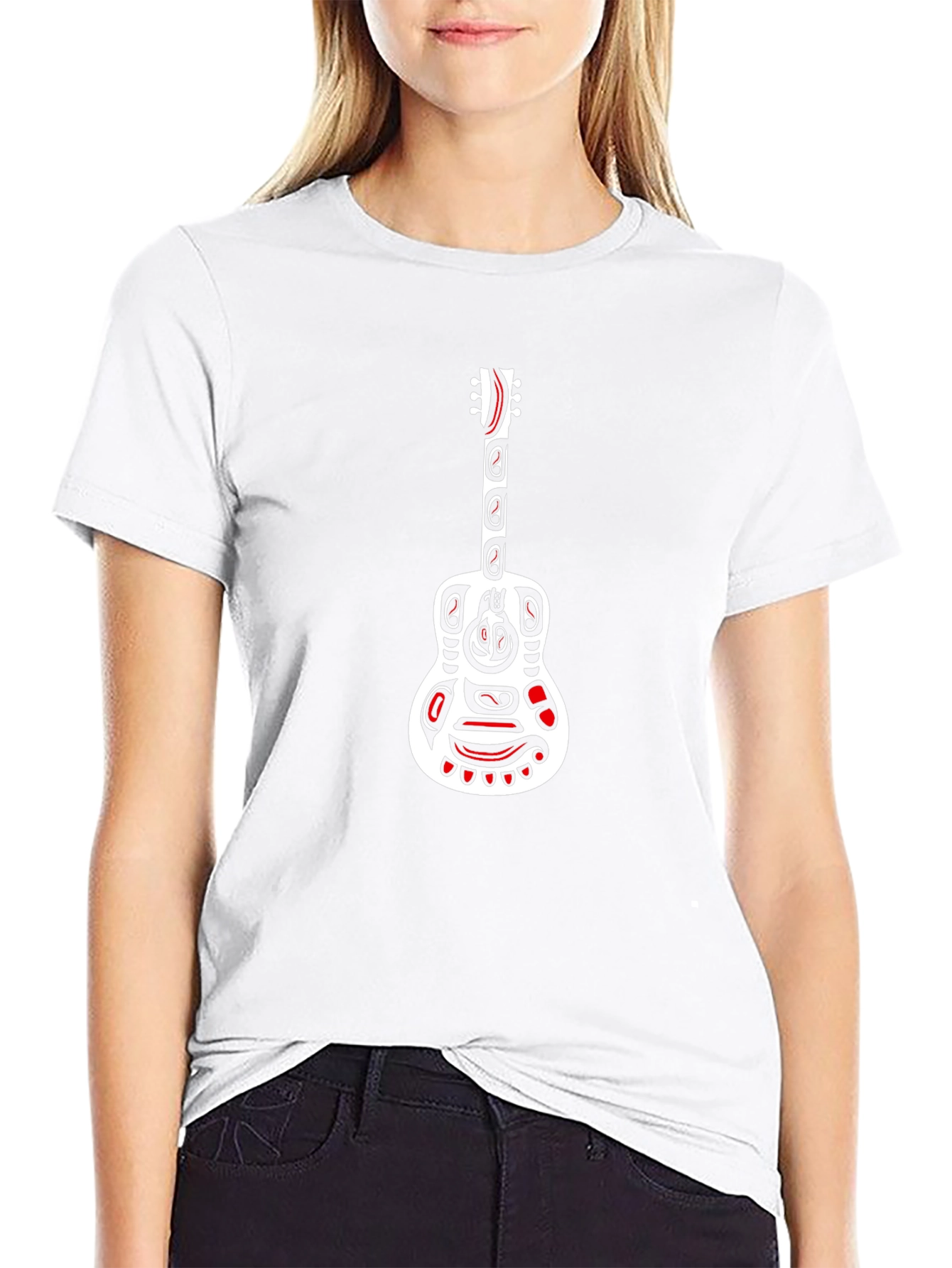 Tribal Guitar Graphic Black T-Shirt