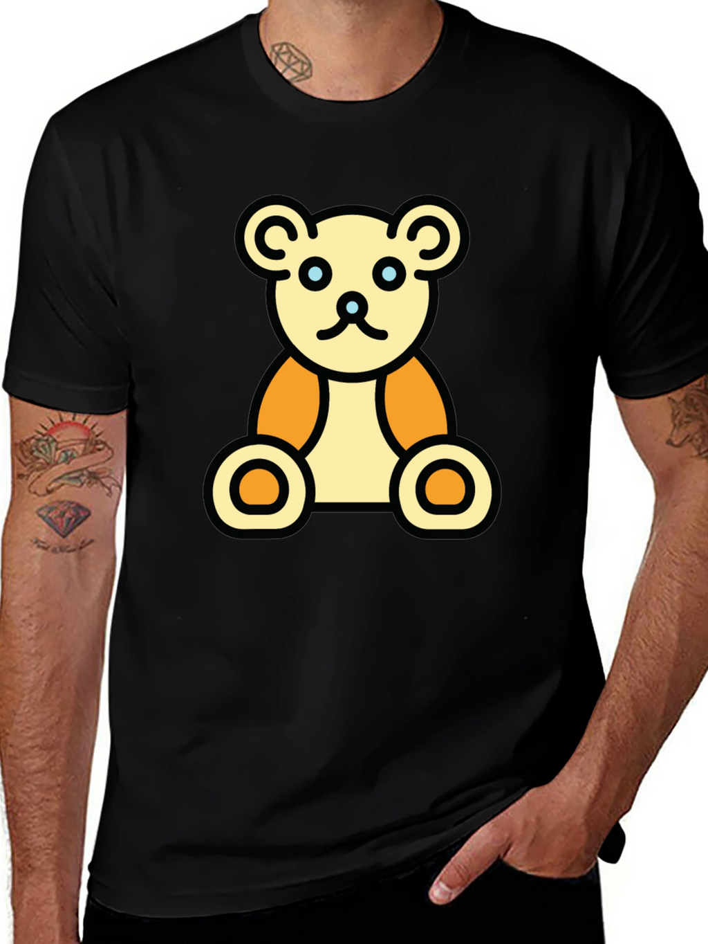 Teddy Bear Graphic Black T-Shirt