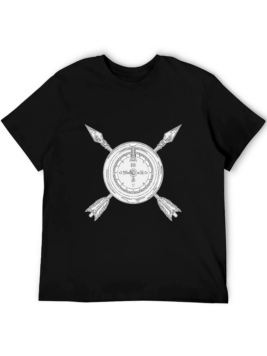 Compass & Arrows Graphic Tee - Black Cotton Blend