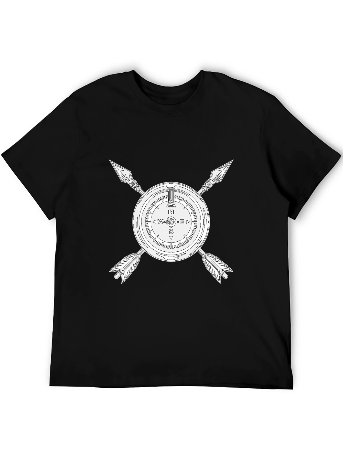 Compass & Arrows Graphic Tee - Black Cotton Blend
