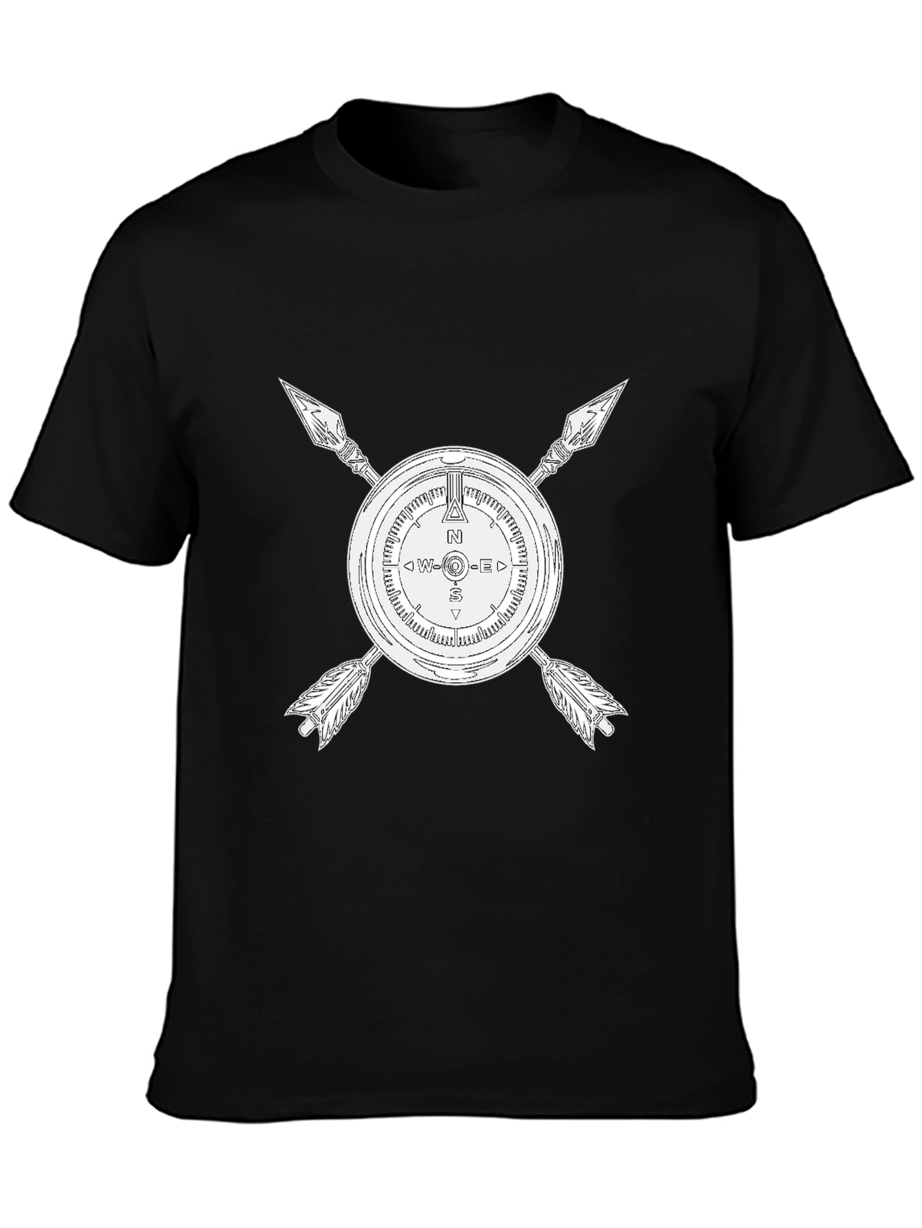 Compass & Arrows Graphic Tee - Black Cotton Blend