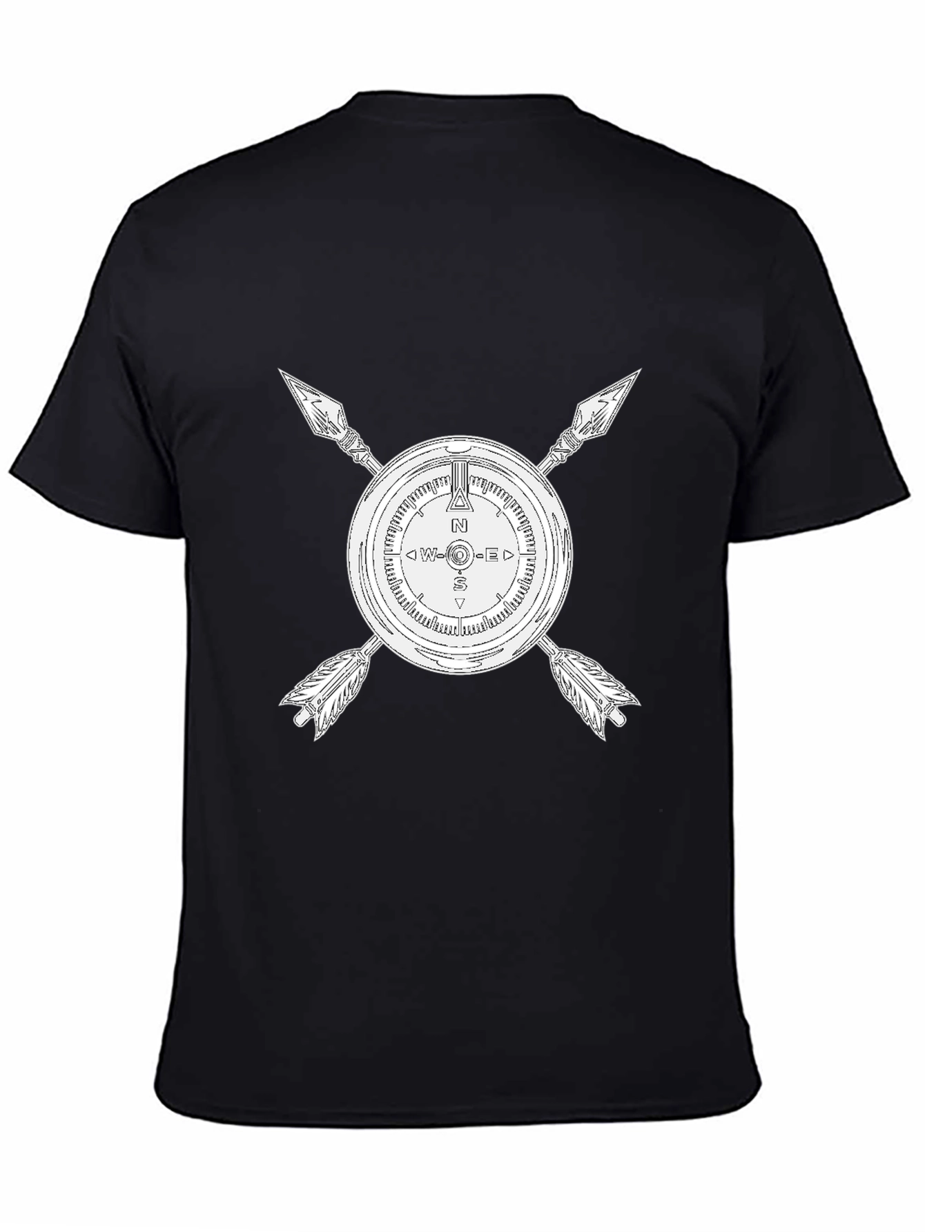 Compass & Arrows Graphic Tee - Black Cotton Blend