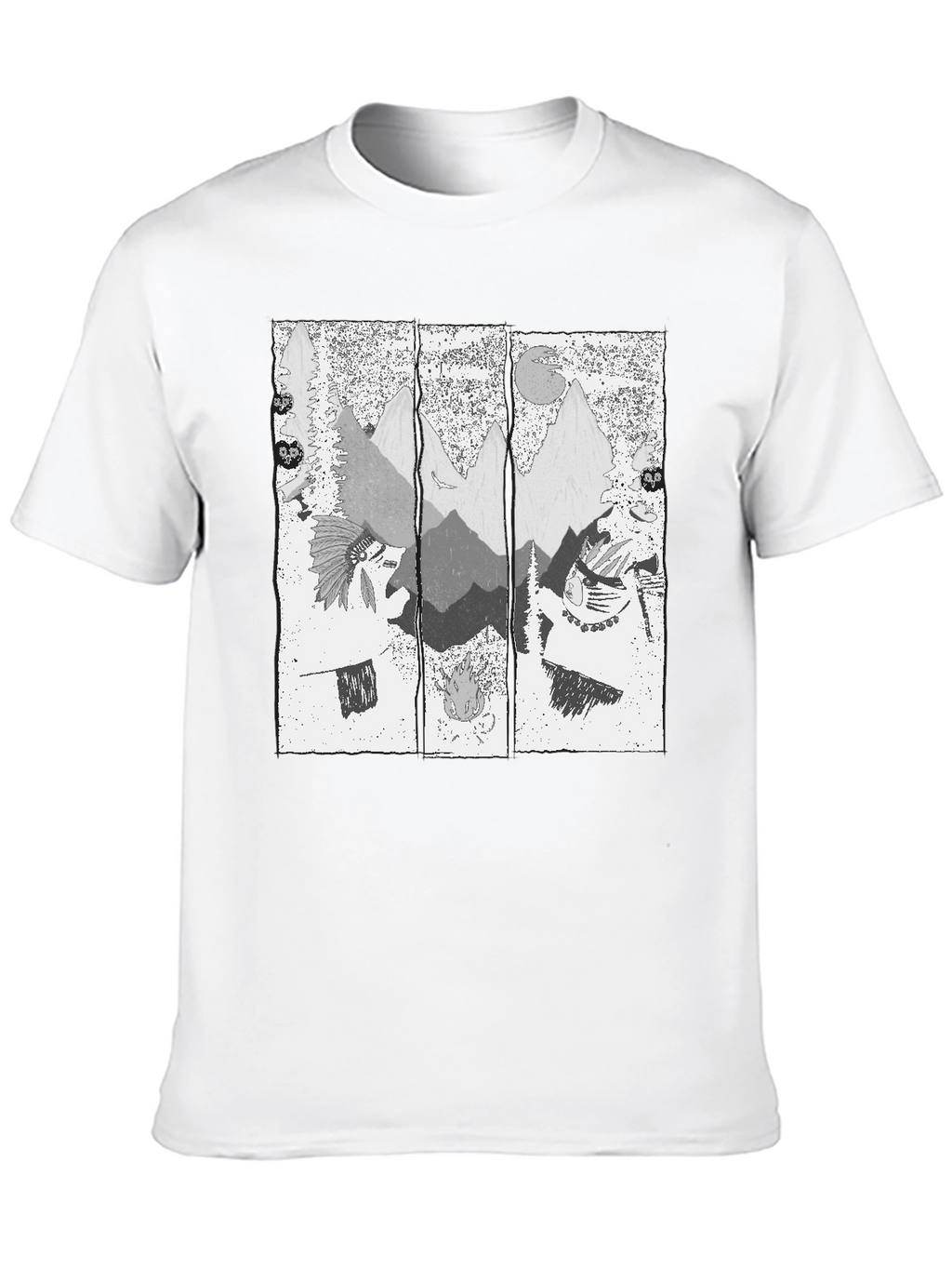 Mens Black T-Shirt with Mountain Graphic Print