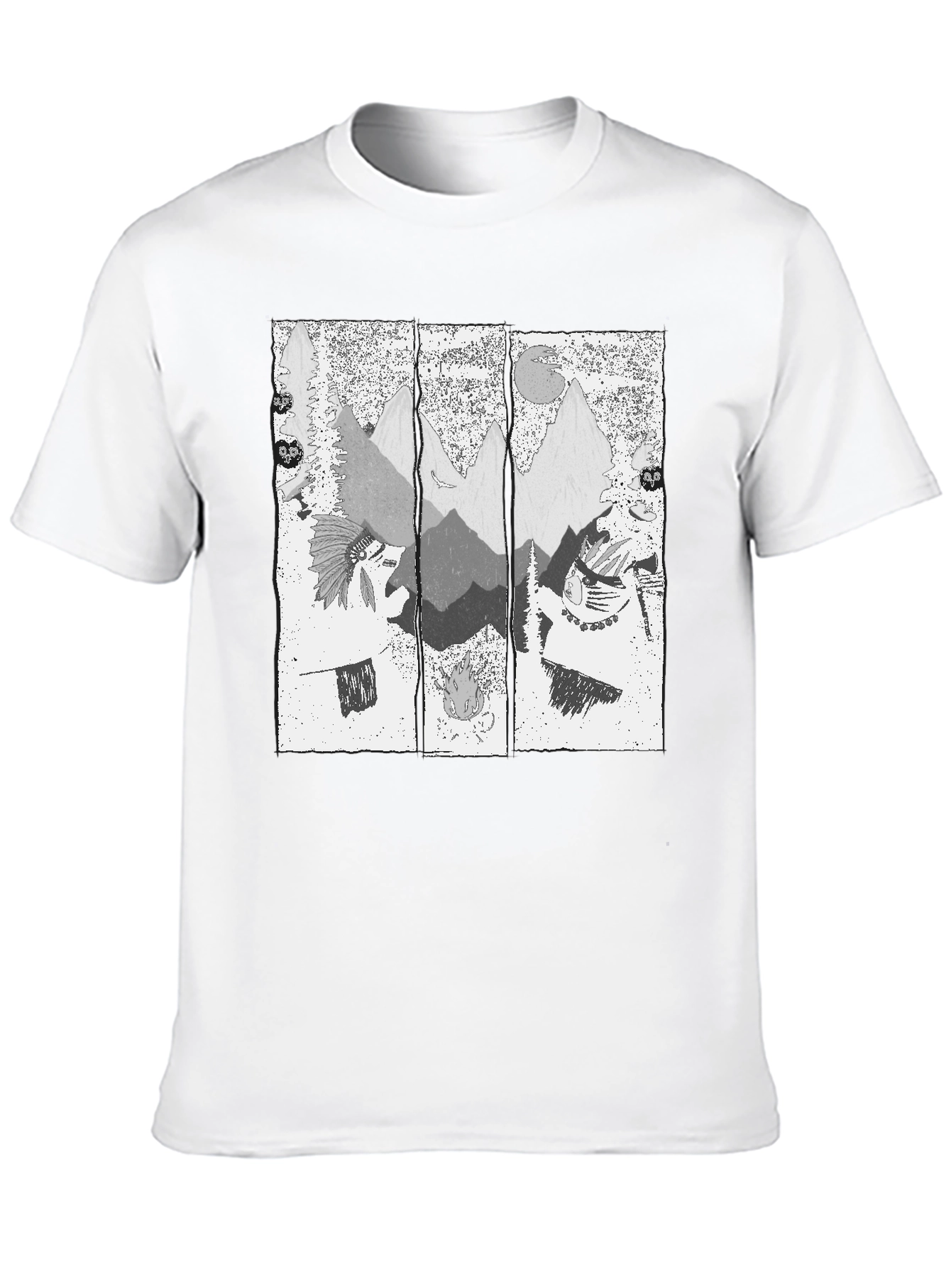 Mens Black T-Shirt with Mountain Graphic Print