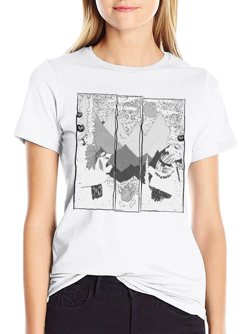 Mens Black T-Shirt with Mountain Graphic Print