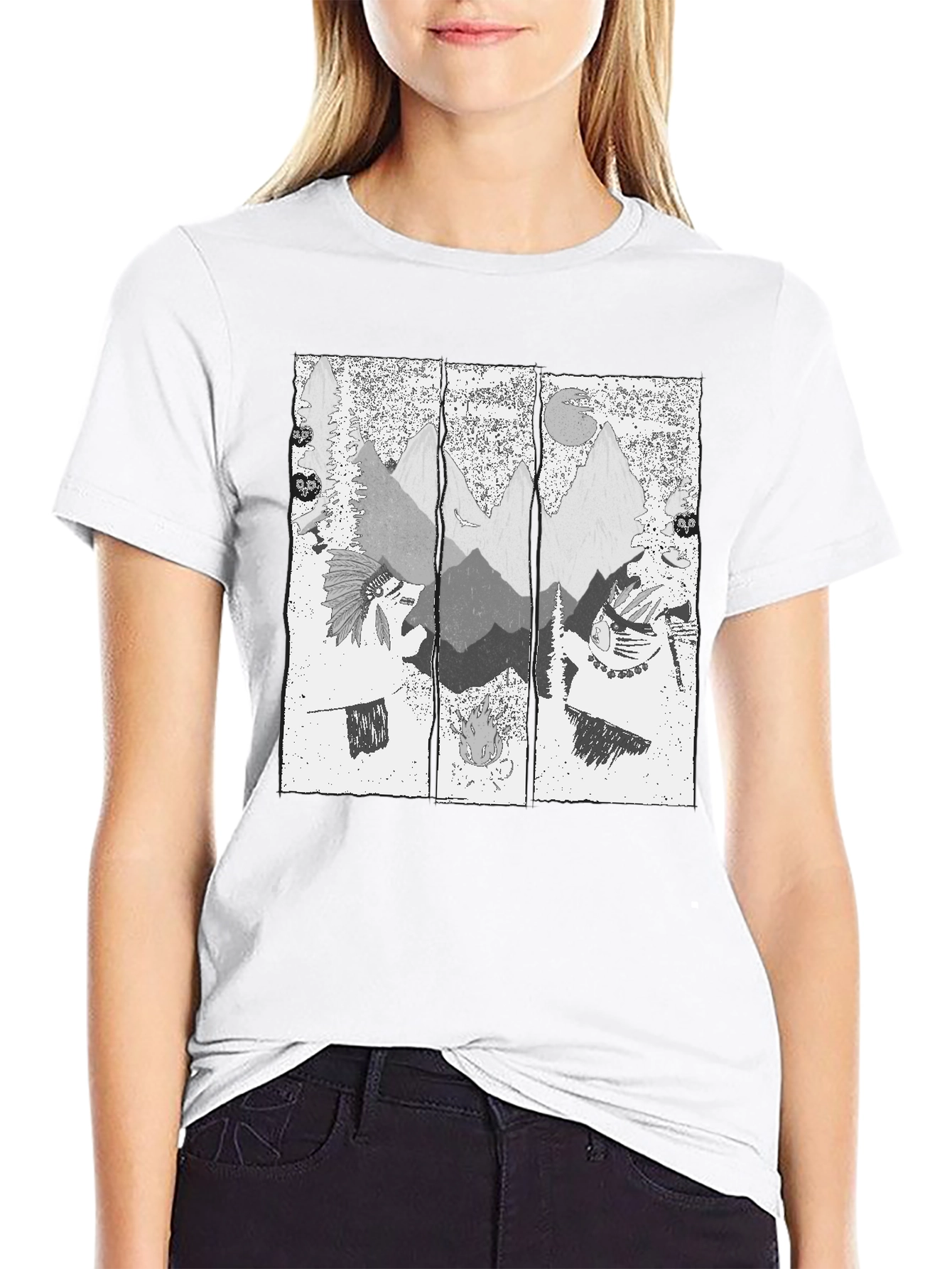 Mens Black T-Shirt with Mountain Graphic Print