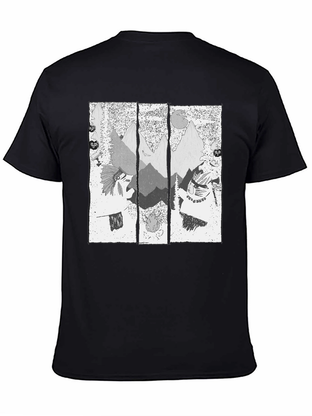 Mens Black T-Shirt with Mountain Graphic Print