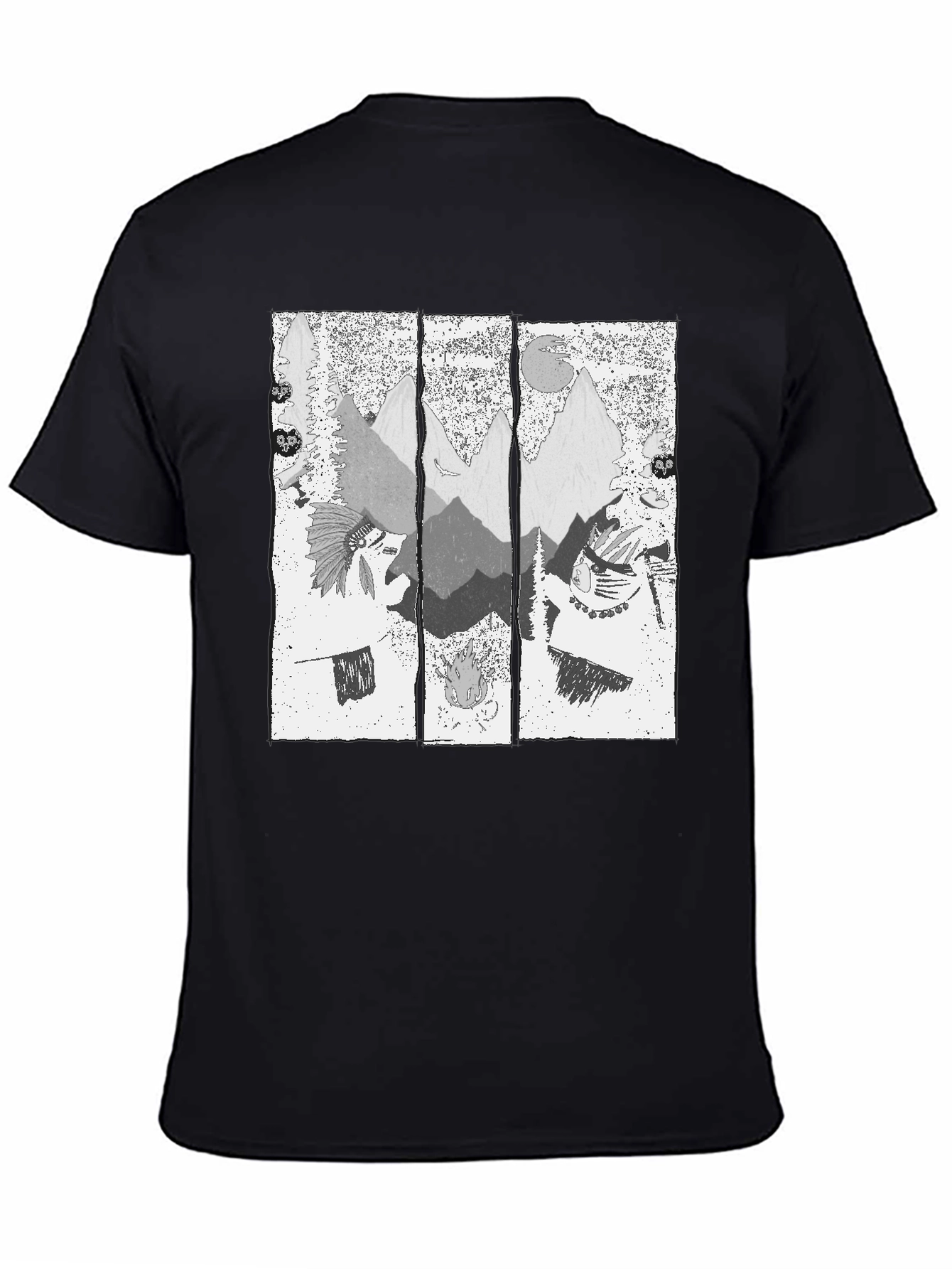 Mens Black T-Shirt with Mountain Graphic Print