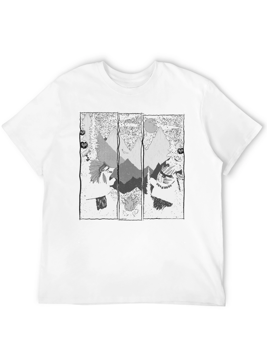 Mens Black T-Shirt with Mountain Graphic Print