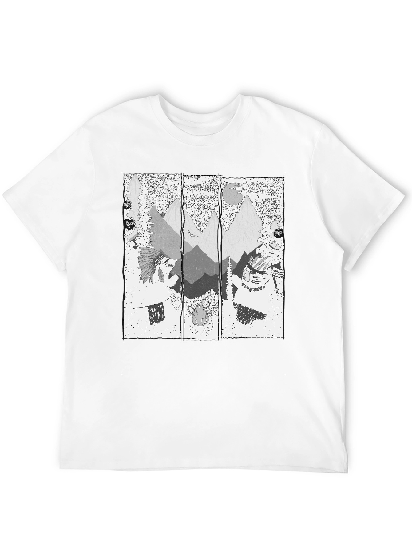 Mens Black T-Shirt with Mountain Graphic Print