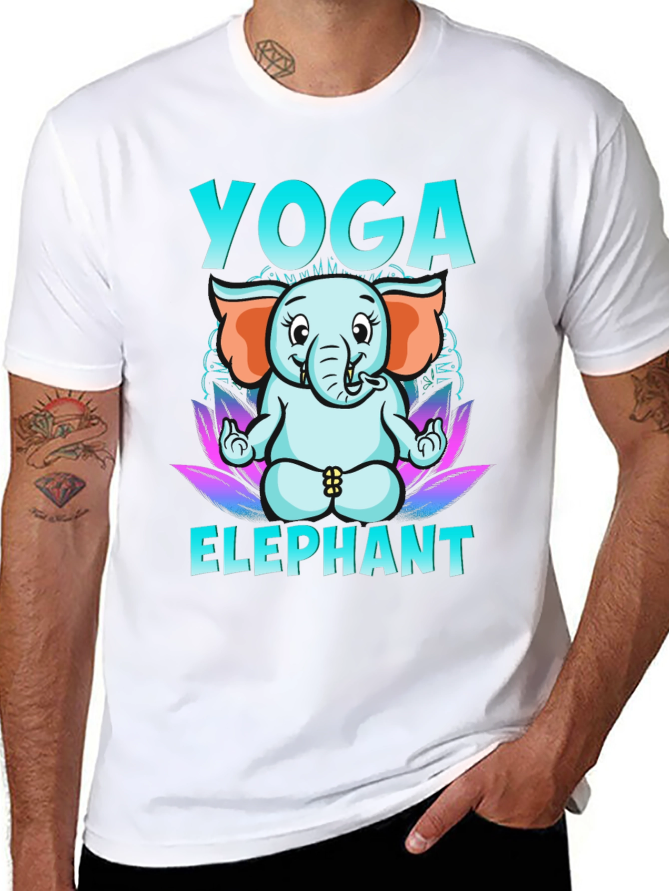 Yoga Elephant Graphic Tee - Black