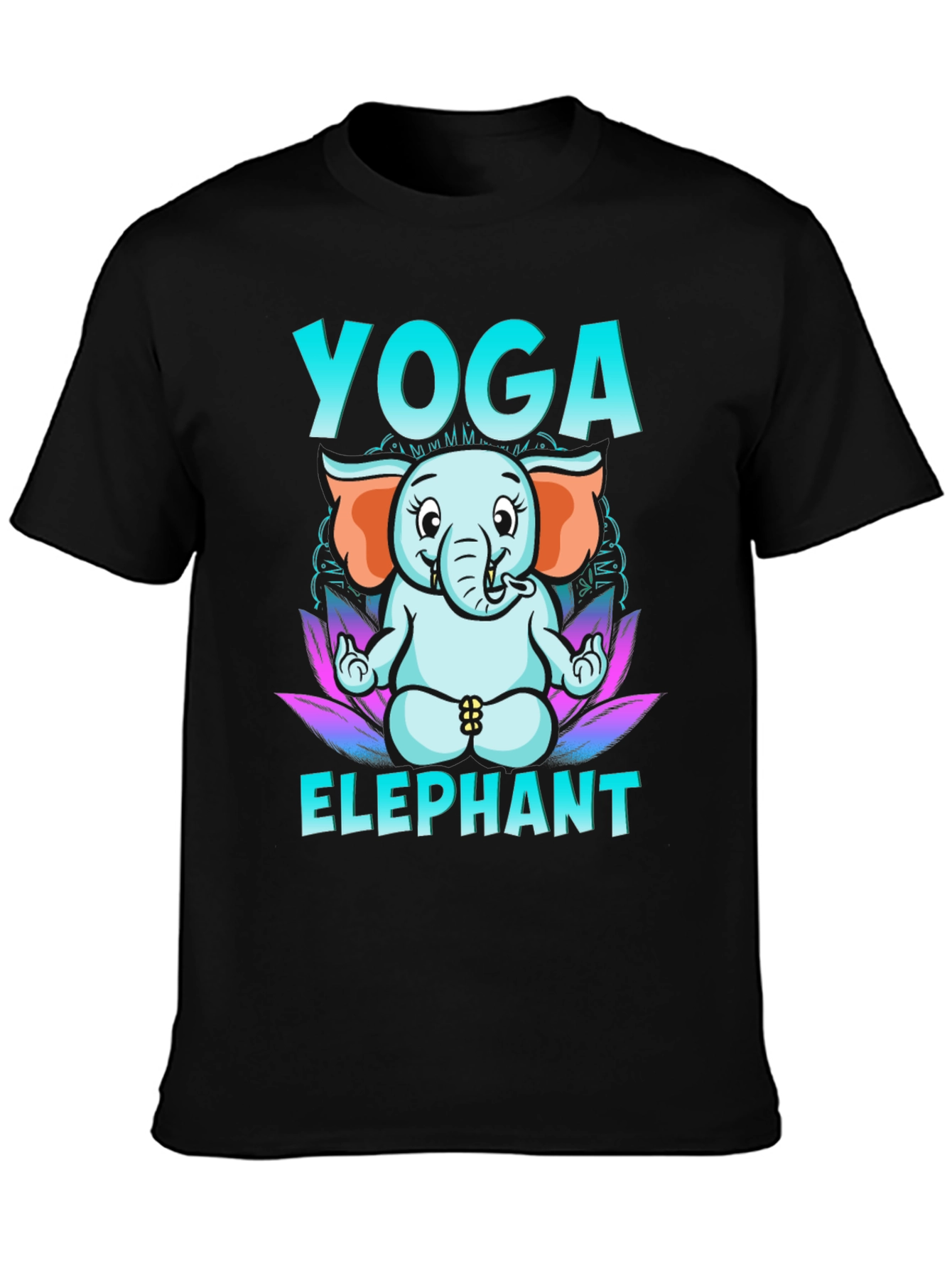 Yoga Elephant Graphic Tee - Black