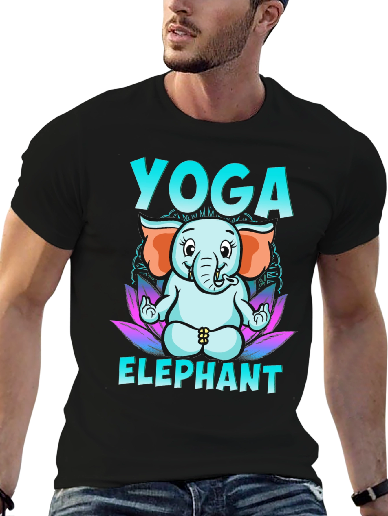 Yoga Elephant Graphic Tee - Black