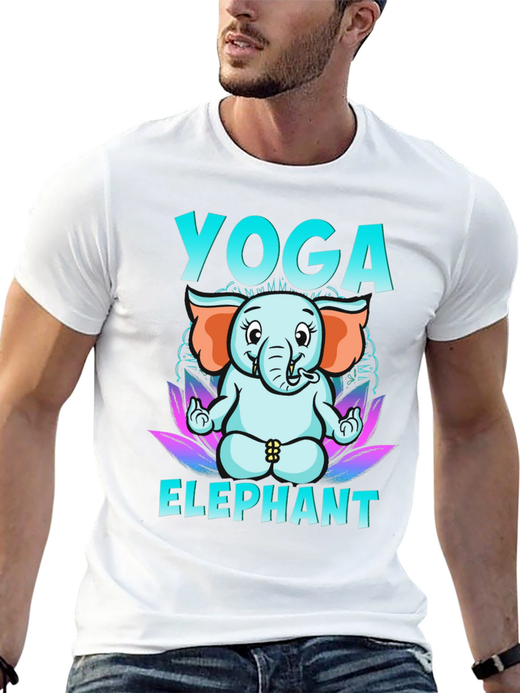 Yoga Elephant Graphic Tee - Black