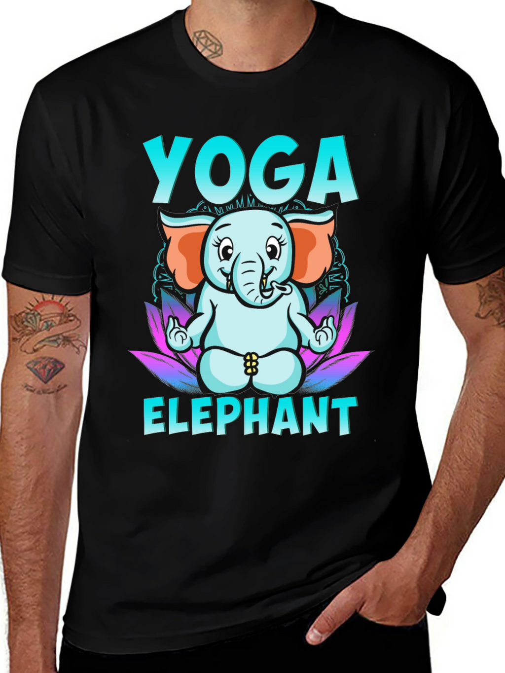 Yoga Elephant Graphic Tee - Black