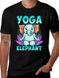 Yoga Elephant Graphic Tee - Black