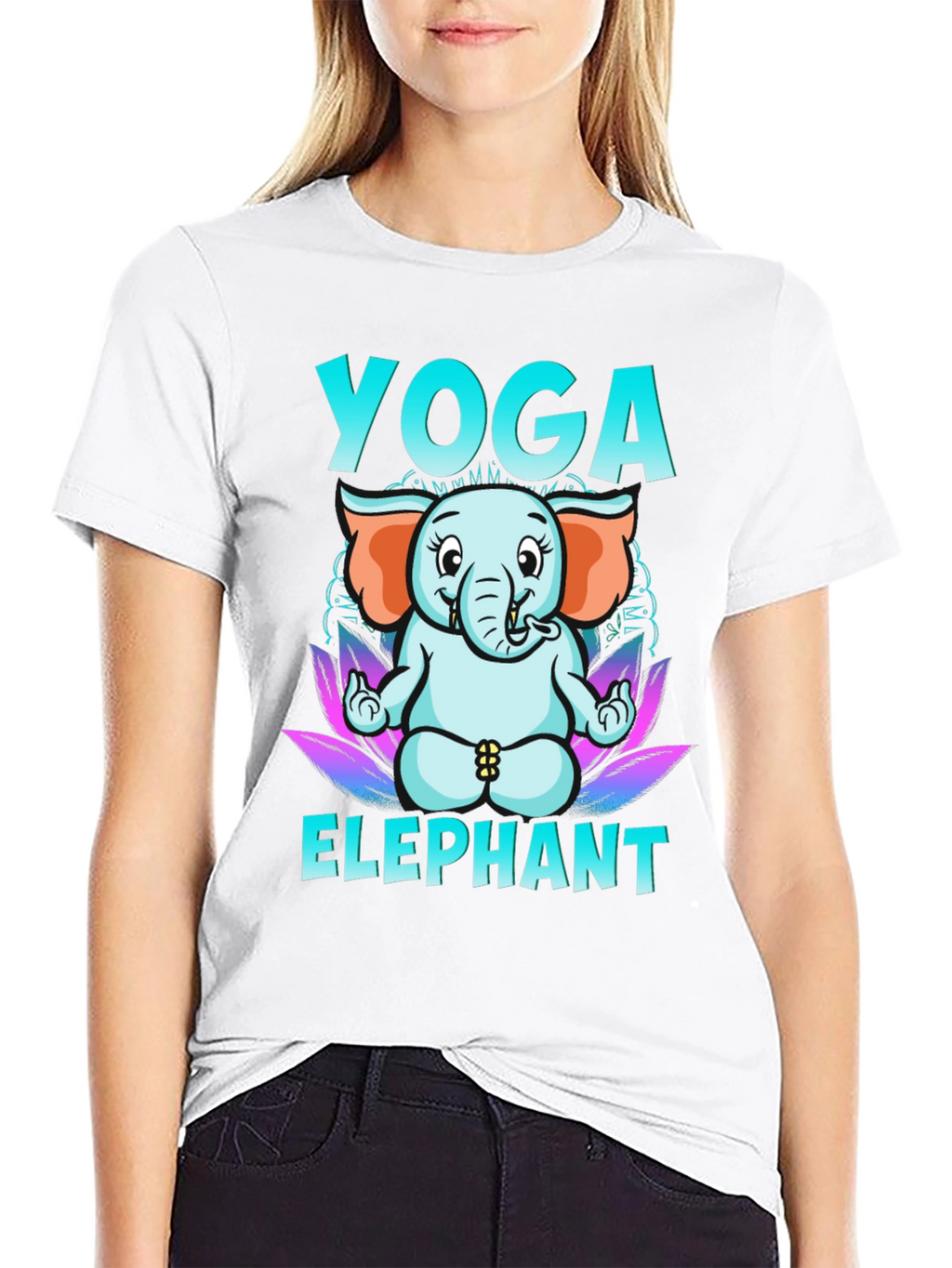 Yoga Elephant Graphic Tee - Black