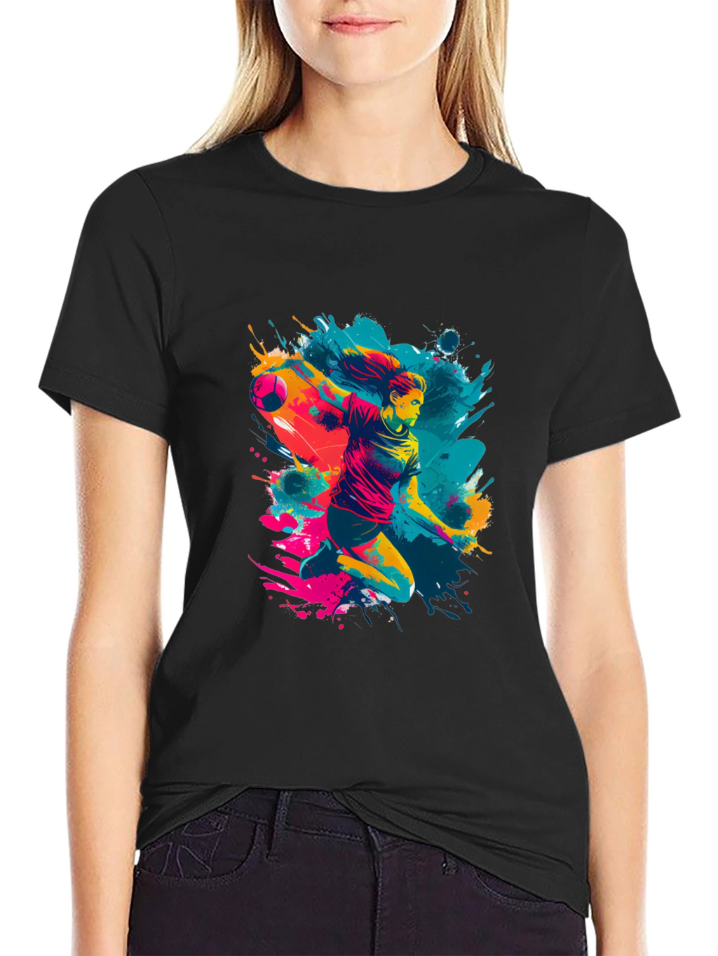 Handball Player Graphic Tee - Sporty Design