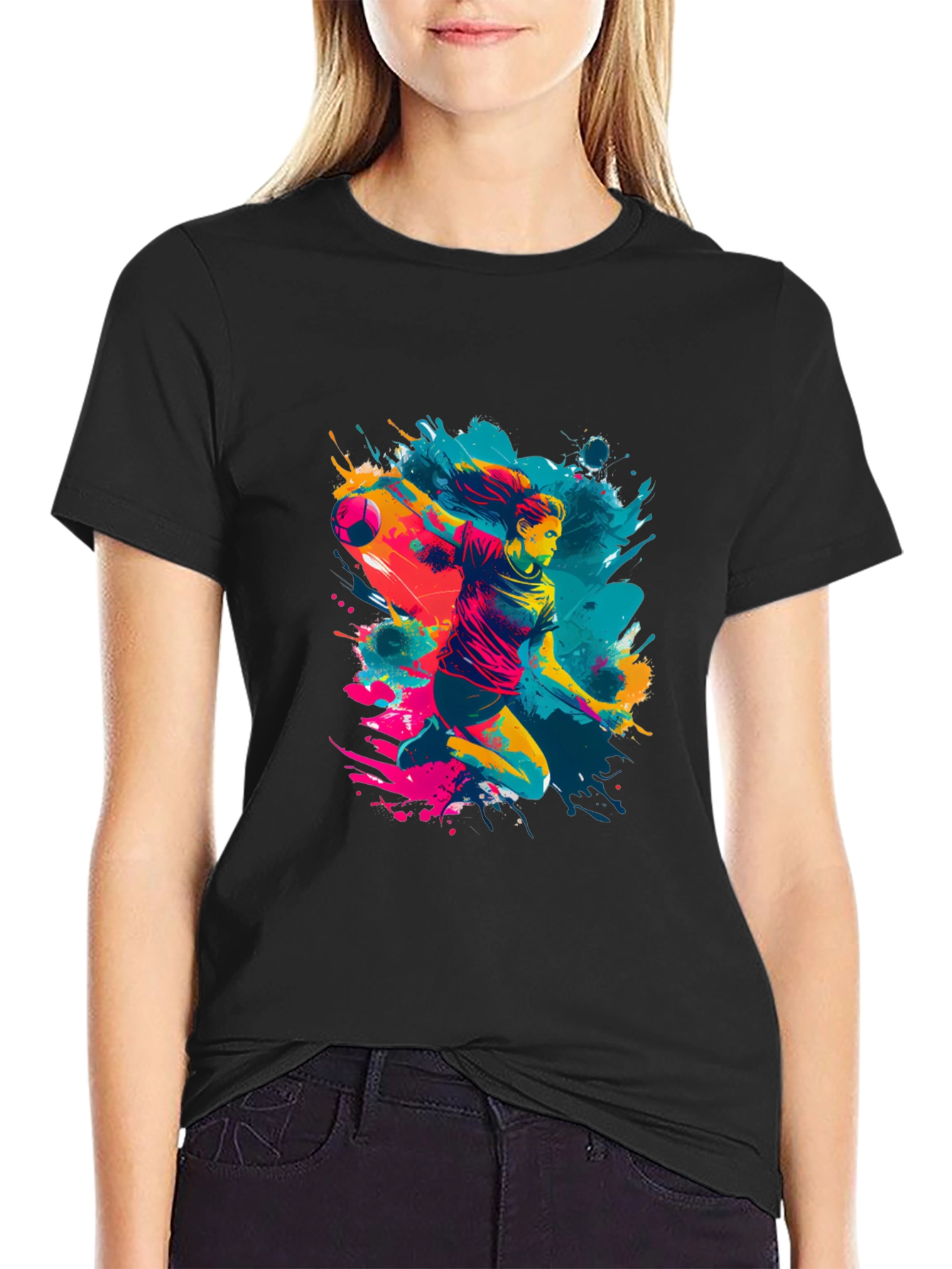 Handball Player Graphic Tee - Sporty Design