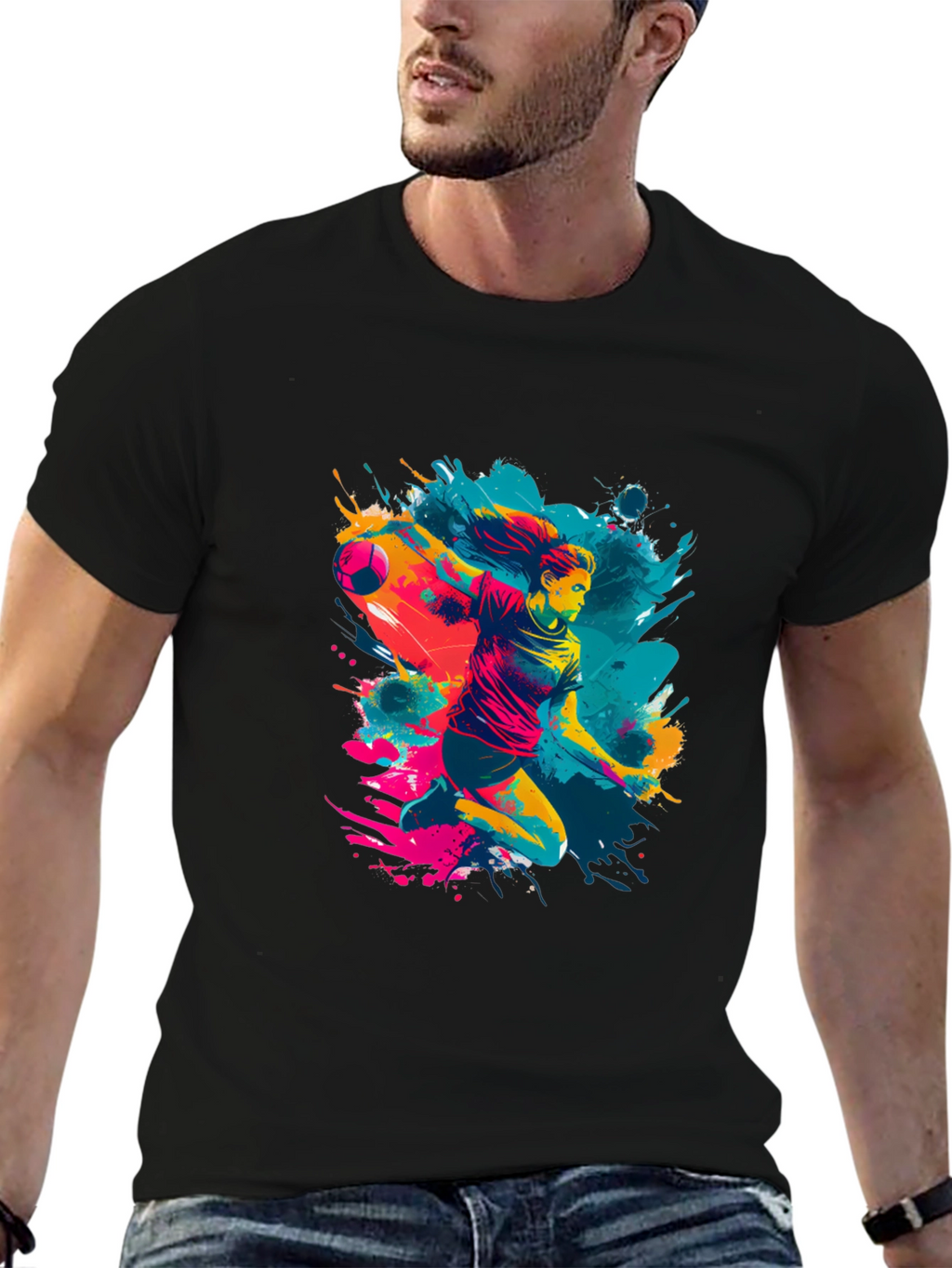 Handball Player Graphic Tee - Sporty Design