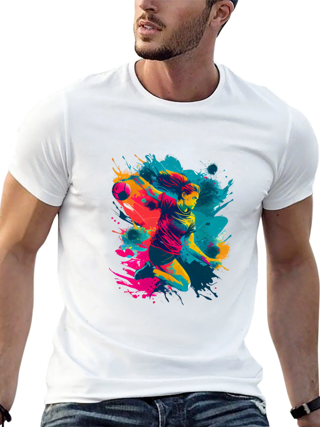 Handball Player Graphic Tee - Sporty Design