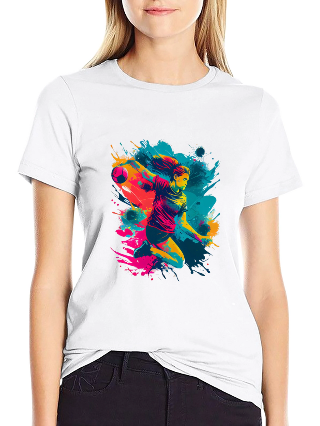 Handball Player Graphic Tee - Sporty Design