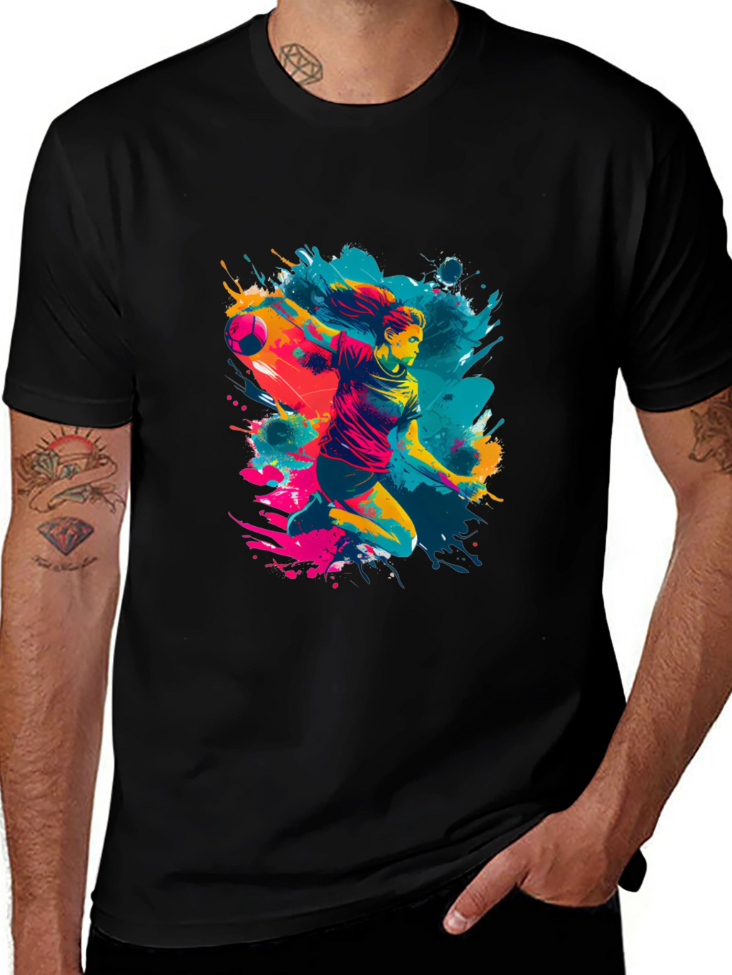 Handball Player Graphic Tee - Sporty Design