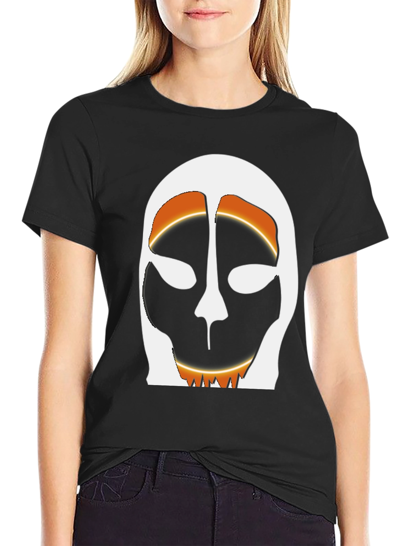 Abstract Face Graphic Tee - Black Cotton T-Shirt
