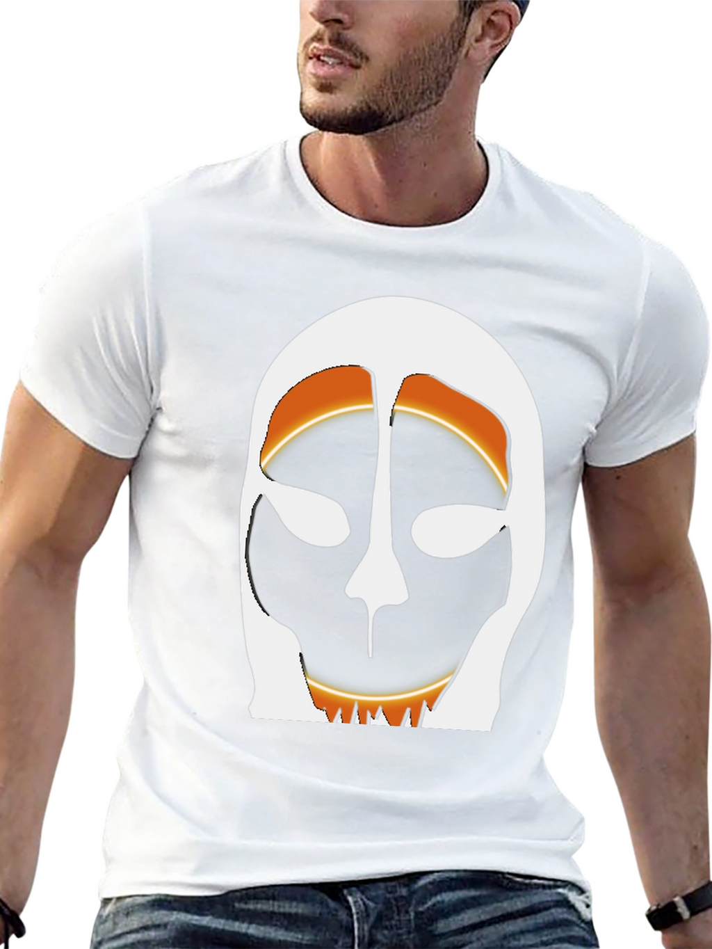 Abstract Face Graphic Tee - Black Cotton T-Shirt