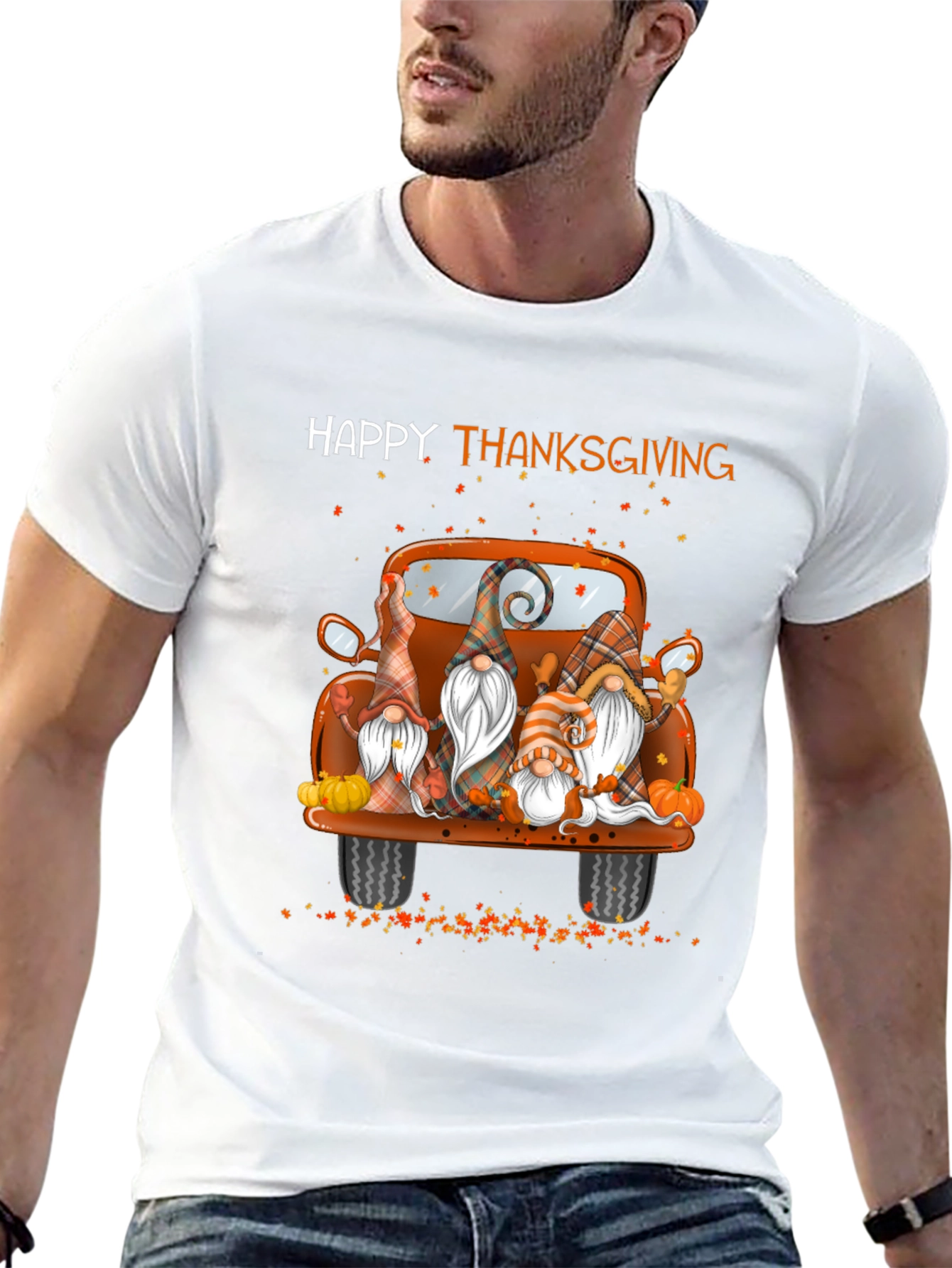 Happy Thanksgiving Gnomes Truck Graphic T-Shirt