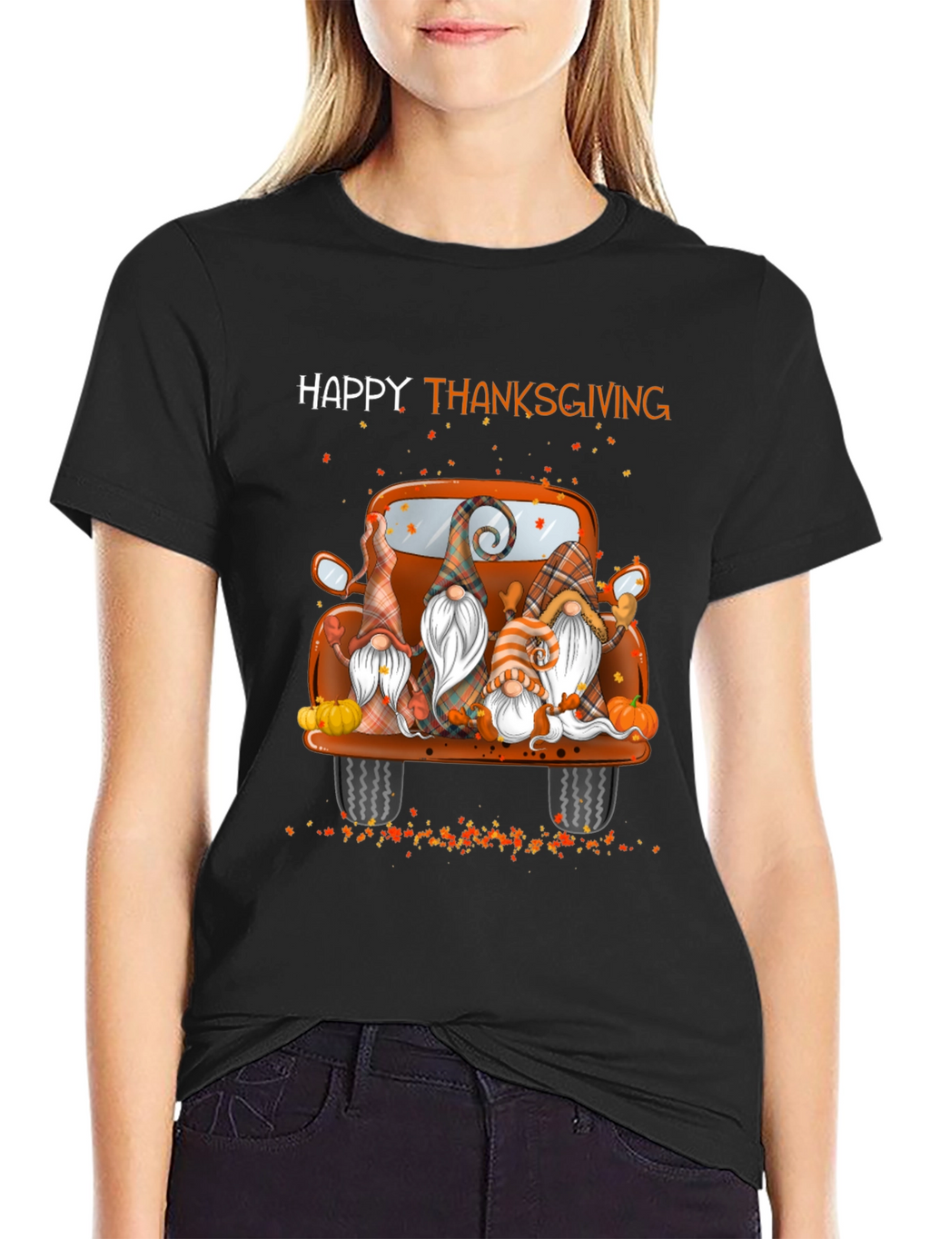 Happy Thanksgiving Gnomes Truck Graphic T-Shirt