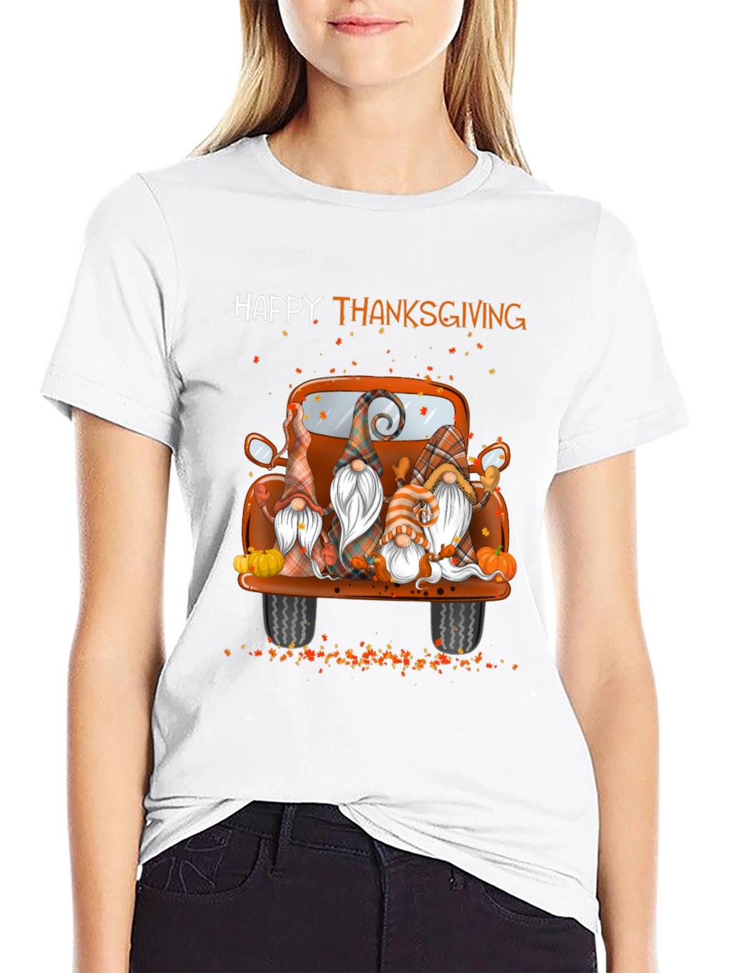 Happy Thanksgiving Gnomes Truck Graphic T-Shirt