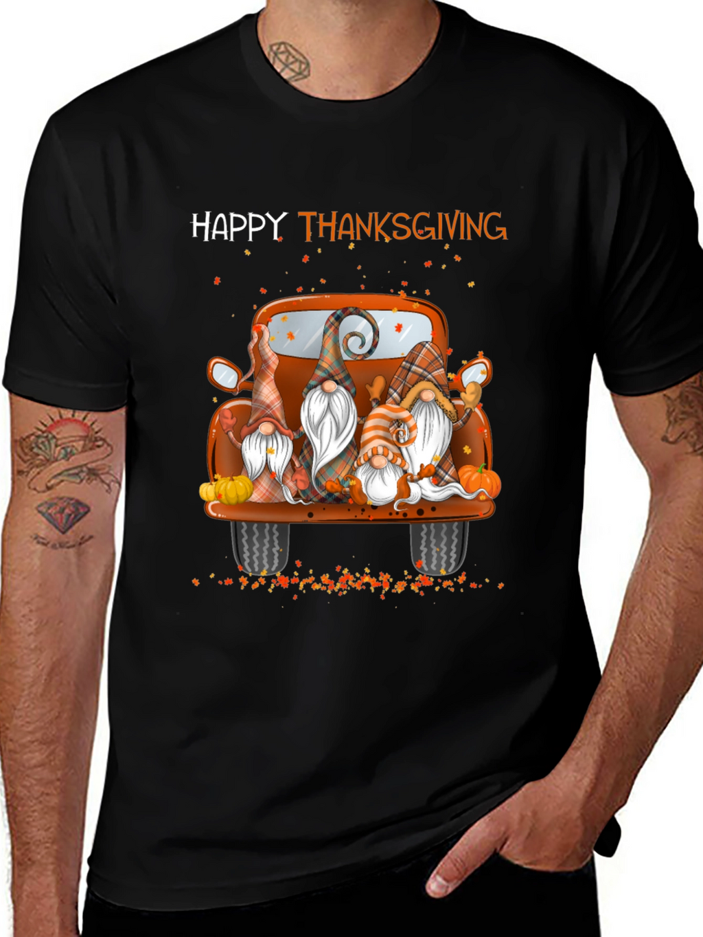 Happy Thanksgiving Gnomes Truck Graphic T-Shirt