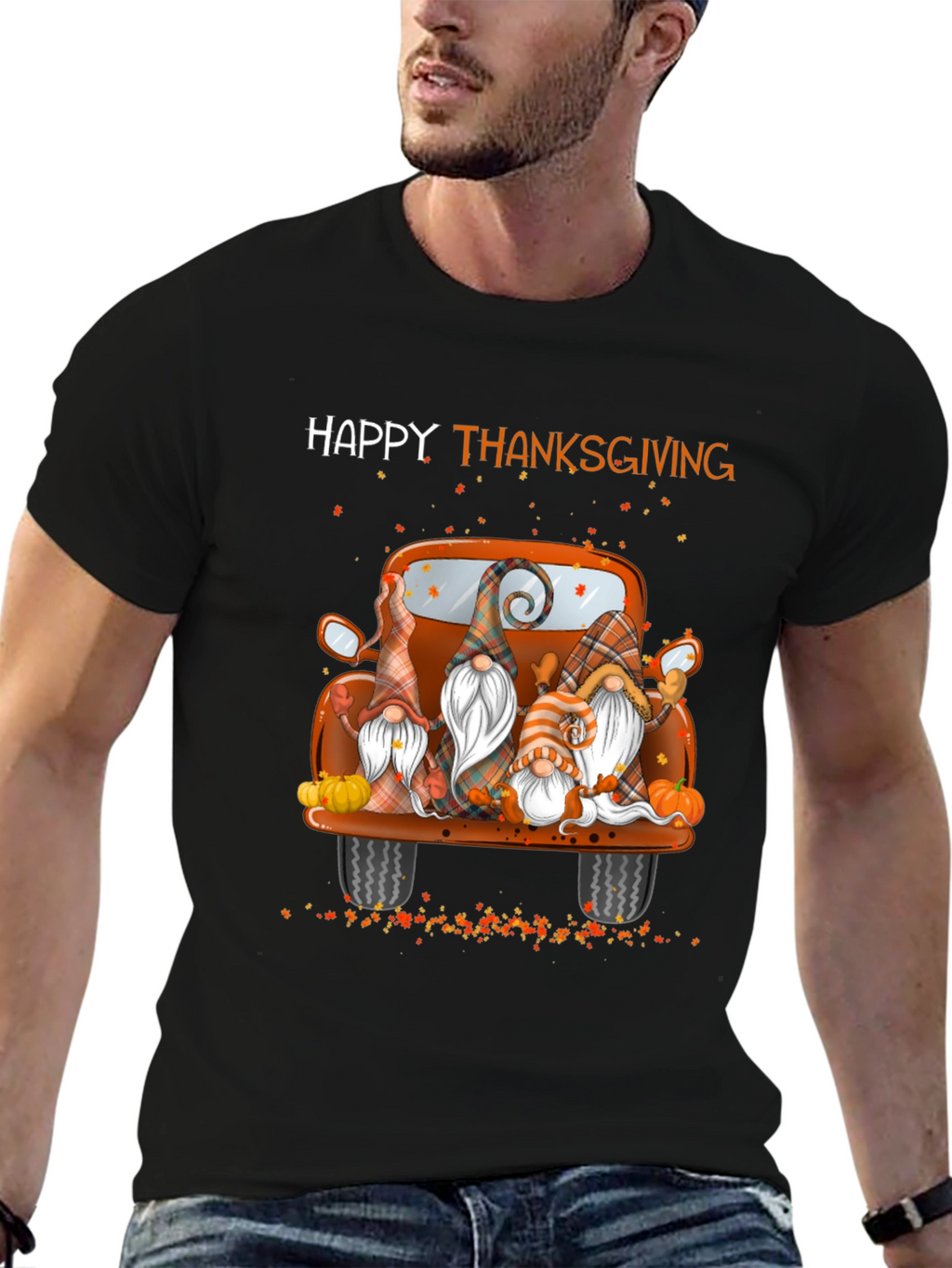 Happy Thanksgiving Gnomes Truck Graphic T-Shirt