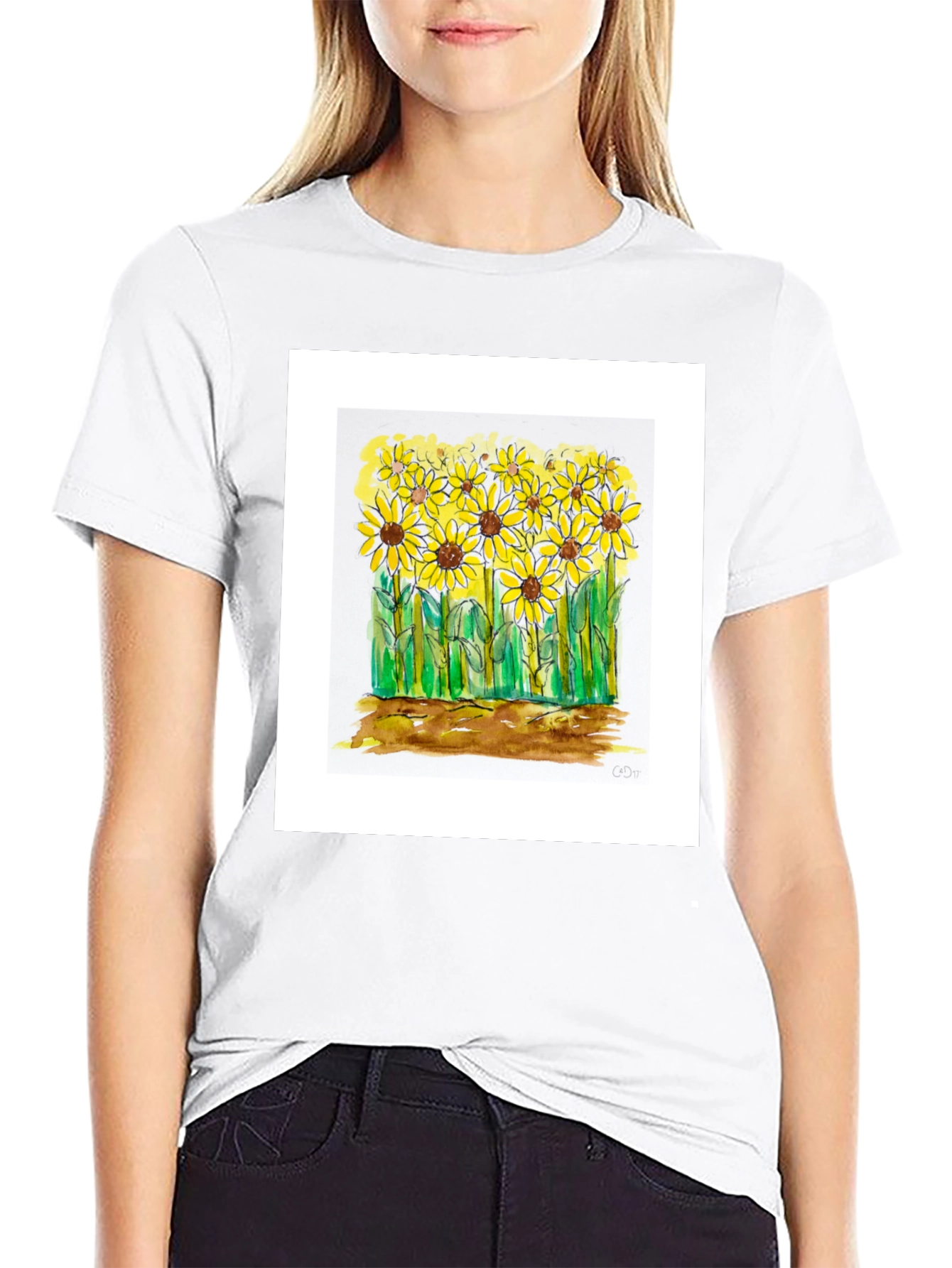 Sunflower Graphic Tee - Black Cotton Casual Shirt
