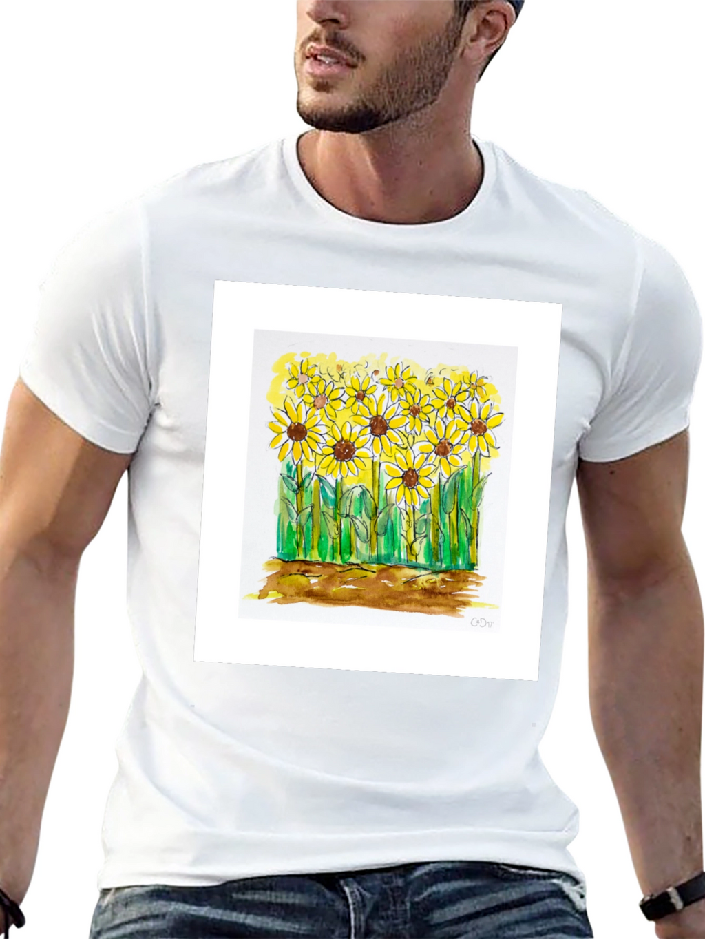 Sunflower Graphic Tee - Black Cotton Casual Shirt