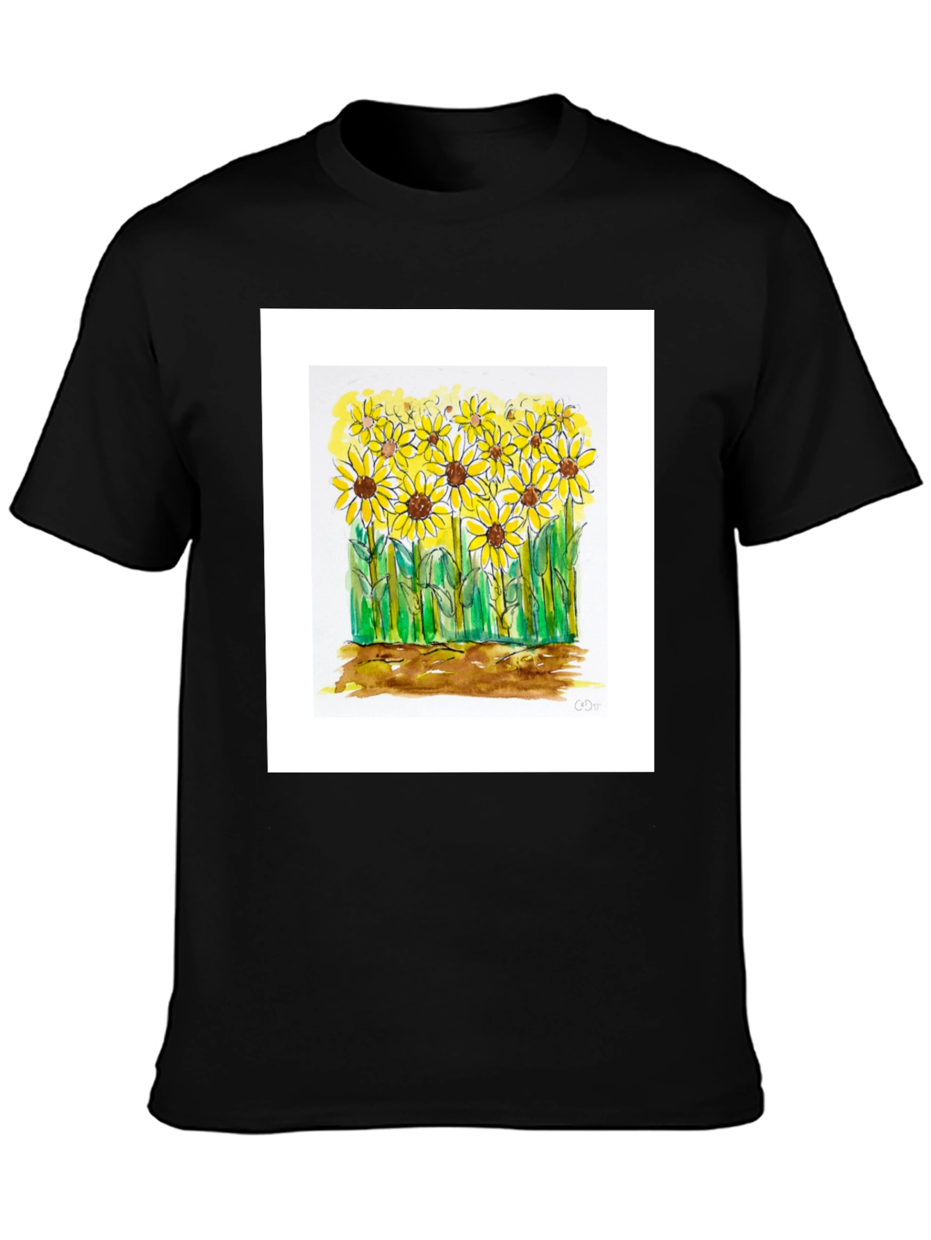 Sunflower Graphic Tee - Black Cotton Casual Shirt