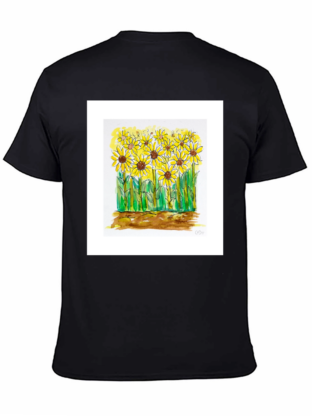 Sunflower Graphic Tee - Black Cotton Casual Shirt