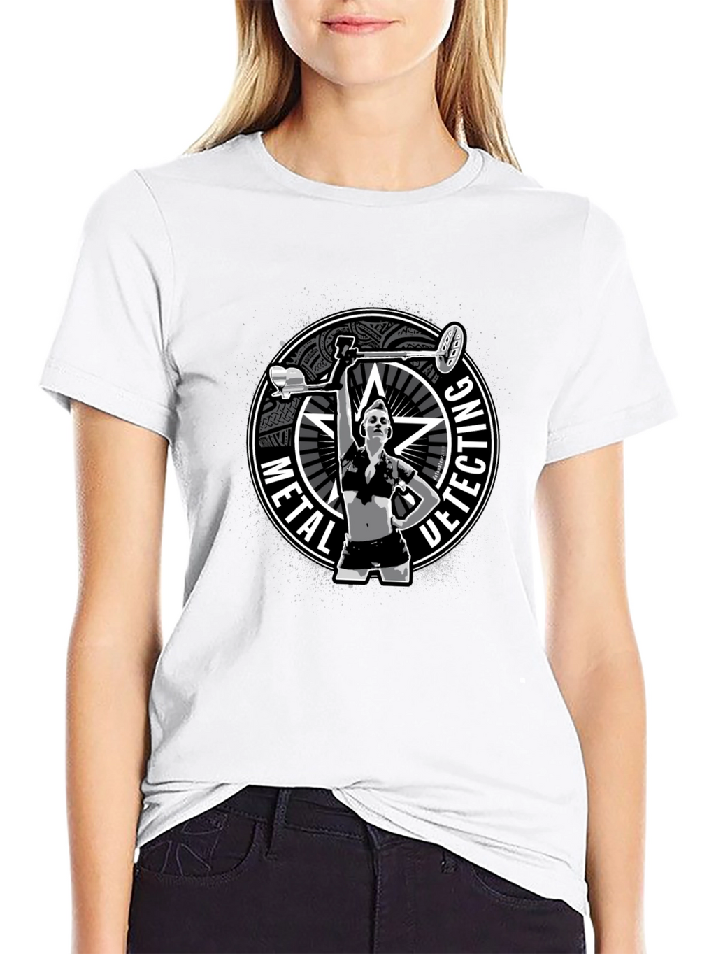 Metal Detecting T-Shirt - Woman Detectorist Graphic Tee
