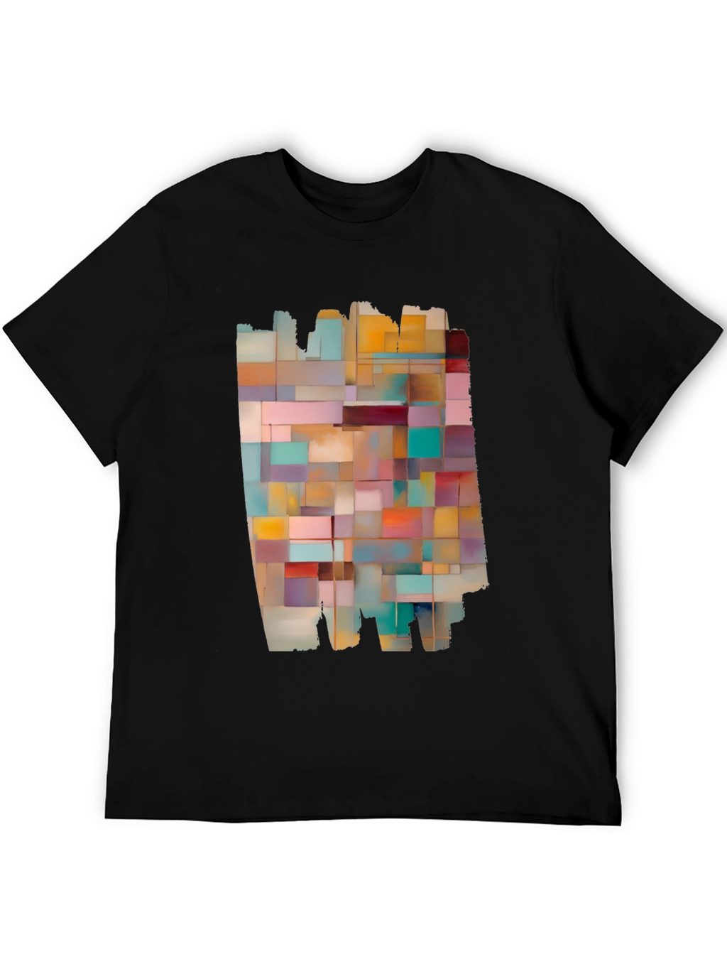Modern Abstract Block Design Black T-Shirt