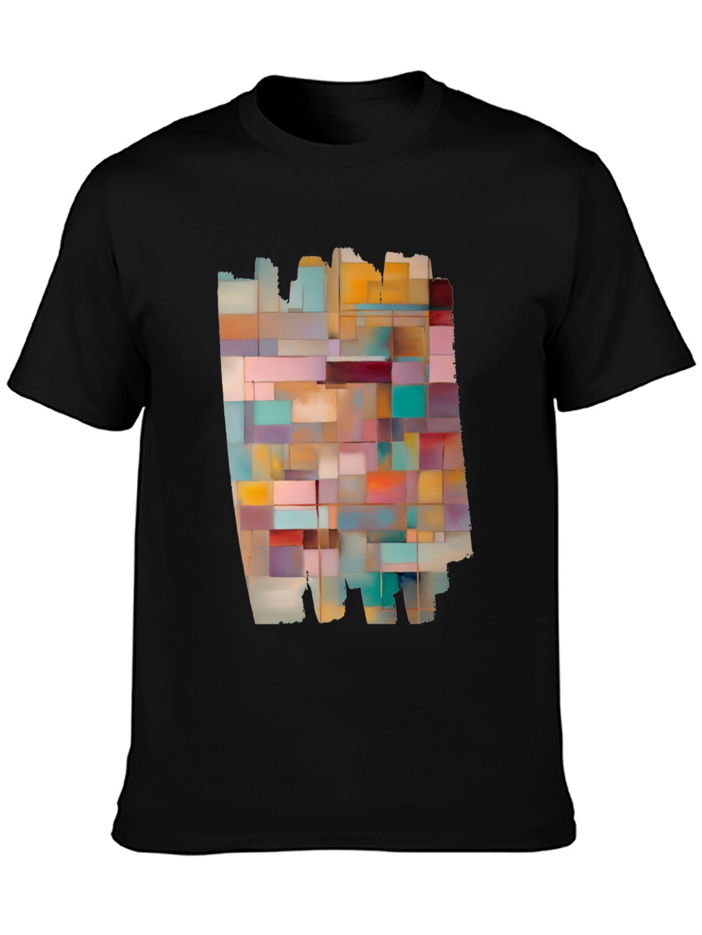 Modern Abstract Block Design Black T-Shirt