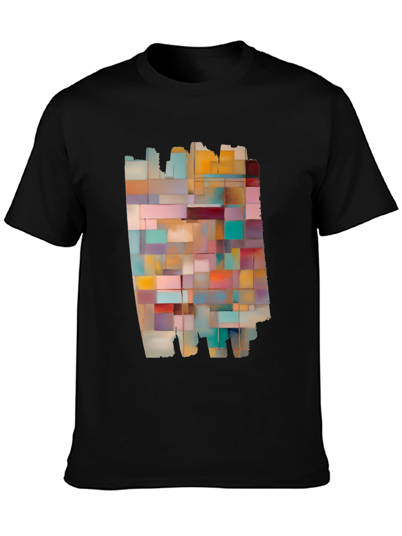 Modern Abstract Block Design Black T-Shirt