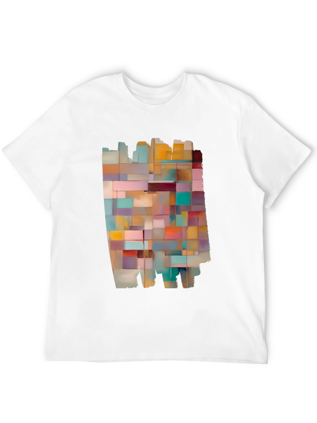 Modern Abstract Block Design Black T-Shirt