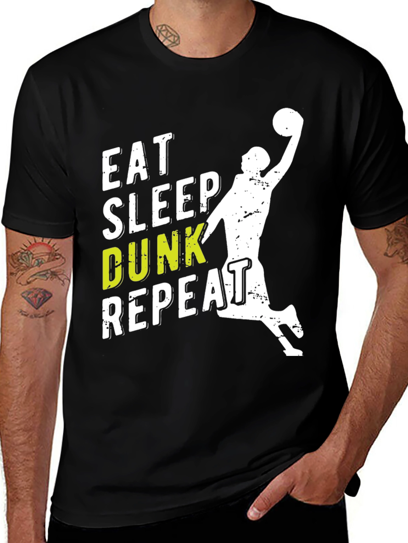 Eat Sleep Dunk Repeat Black Graphic Tee