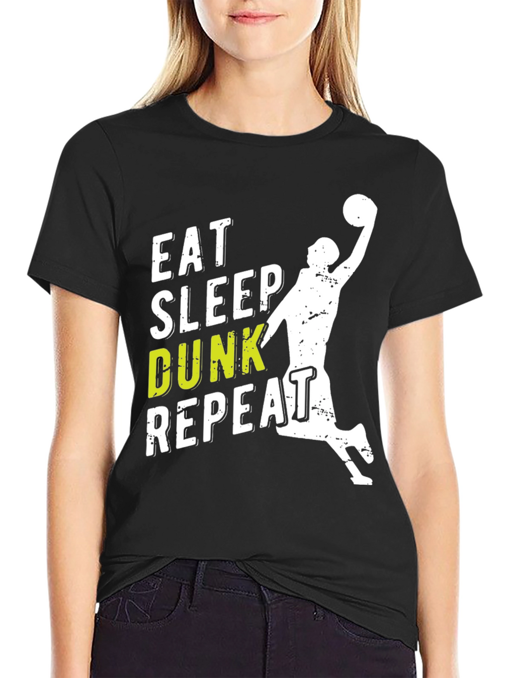 Eat Sleep Dunk Repeat Black Graphic Tee